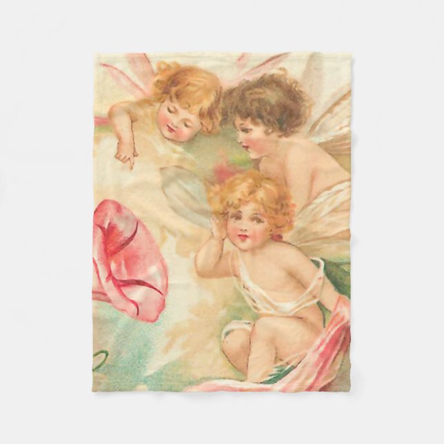 Vintage valentine cupid angel 1 fleece blanket (Front)