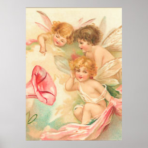 Vintage valentine cupid angel 1 poster