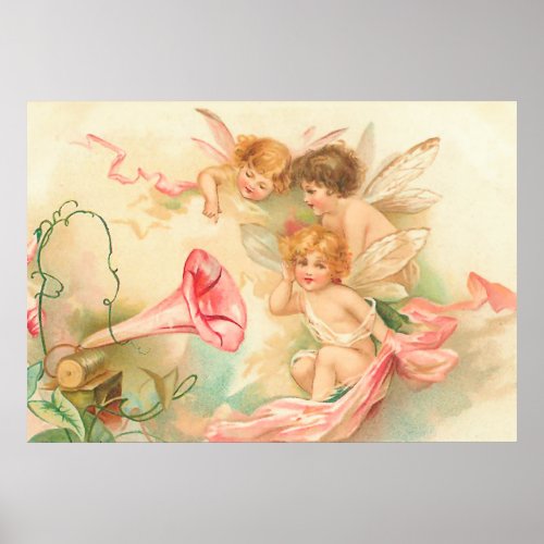 Vintage valentine cupid angel 1 poster