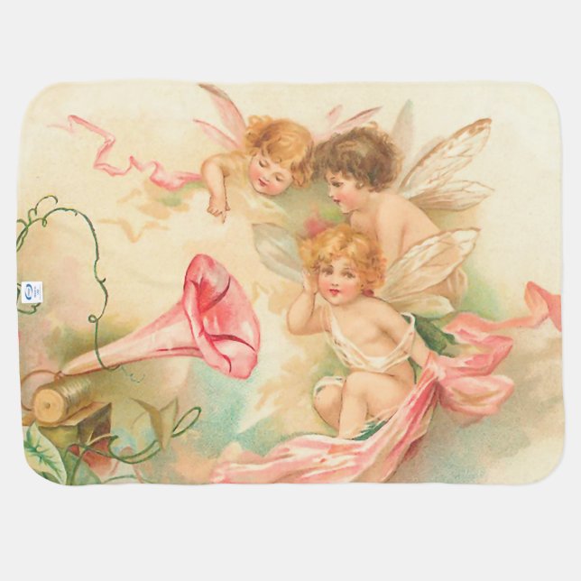 Vintage valentine cupid angel 1 stroller blanket (Back Horizontal)