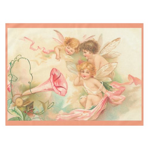 Vintage valentine cupid angel 1 tablecloth