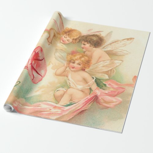 Vintage valentine cupid angel 1 wrapping paper