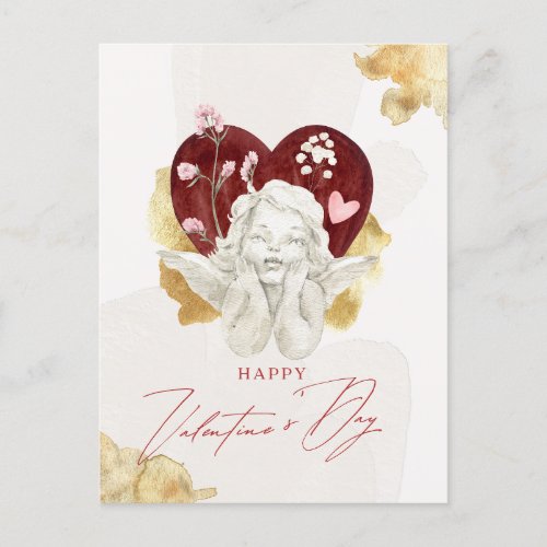 Vintage Valentine Cupid Angel  Holiday Postcard