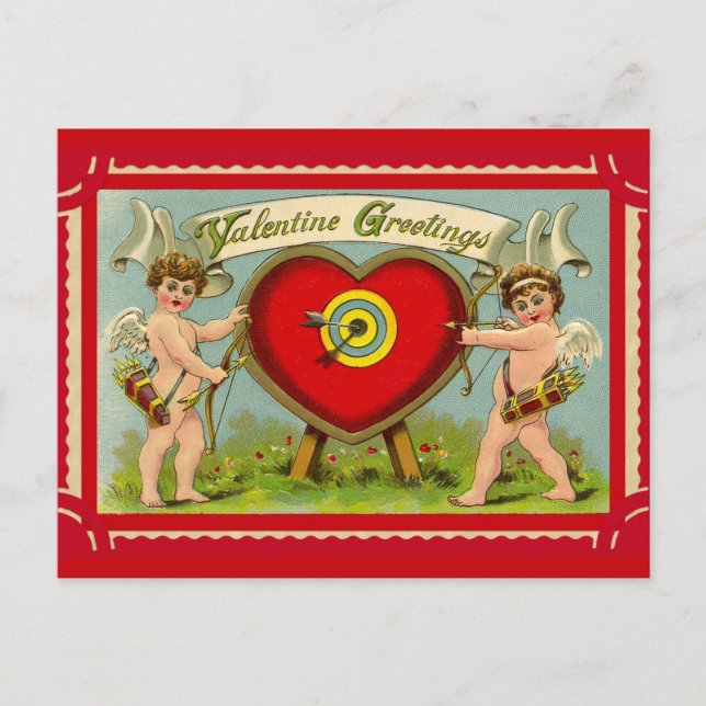 Vintage valentine cupid art postcard (Front)