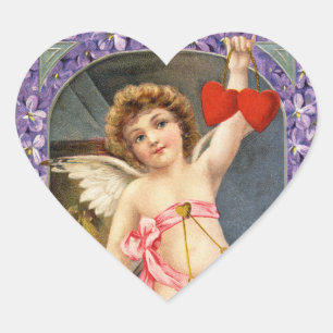Vintage Valentine Cupid Heart Stickers