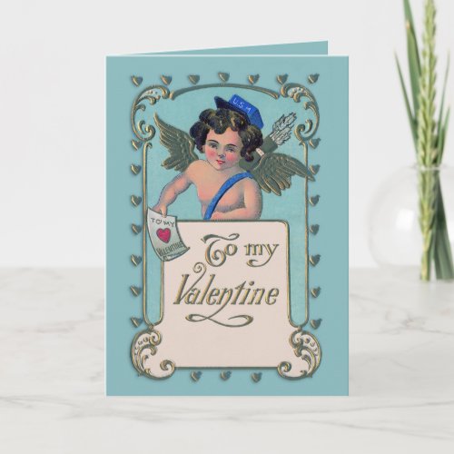 Vintage Valentine Cupid Postman Holiday Card