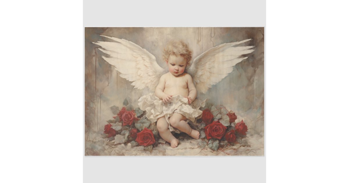 Vintage Valentine Cupid Tissue Paper | Zazzle