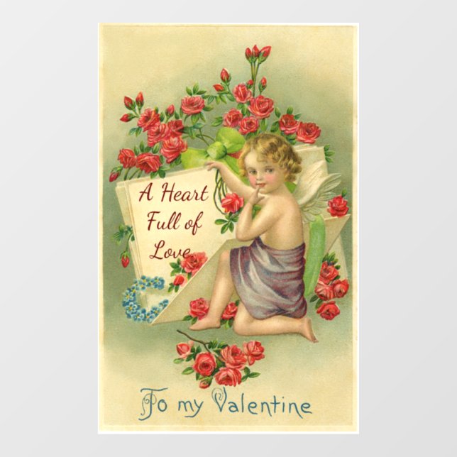 Vintage Valentine Cupid Window Cling (Sheet)