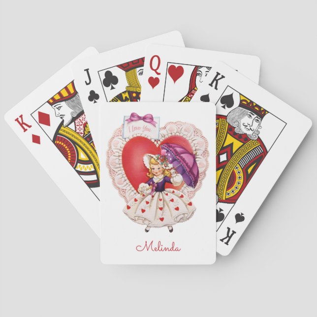 Vintage Valentine custom name playing cards (Back)