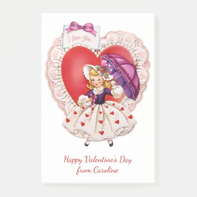 Vintage Valentine custom text notes (Front)