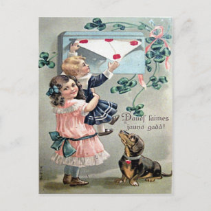 Vintage Valentine Dachshund Holiday Postcard