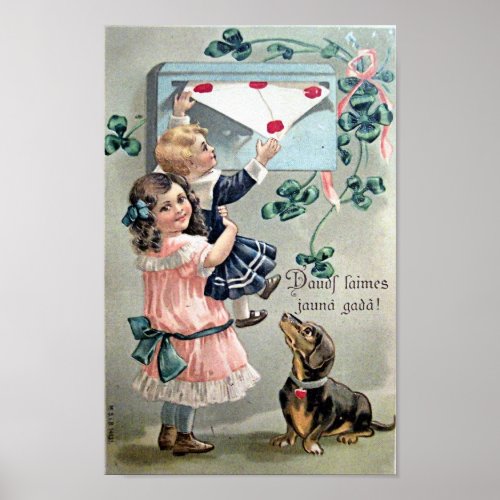 Vintage Valentine Dachshund Poster