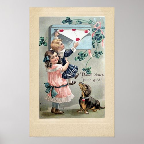 Vintage Valentine Dachshund Poster
