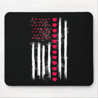 Vintage Valentine Day American Flag Heart Perfect Mouse Pad