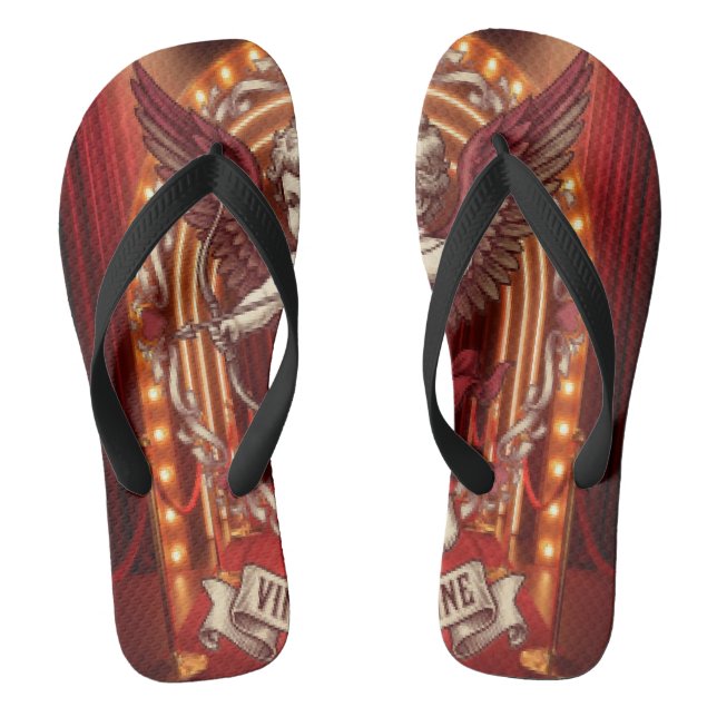Vintage Valentine Day  Flip Flops (Footbed)