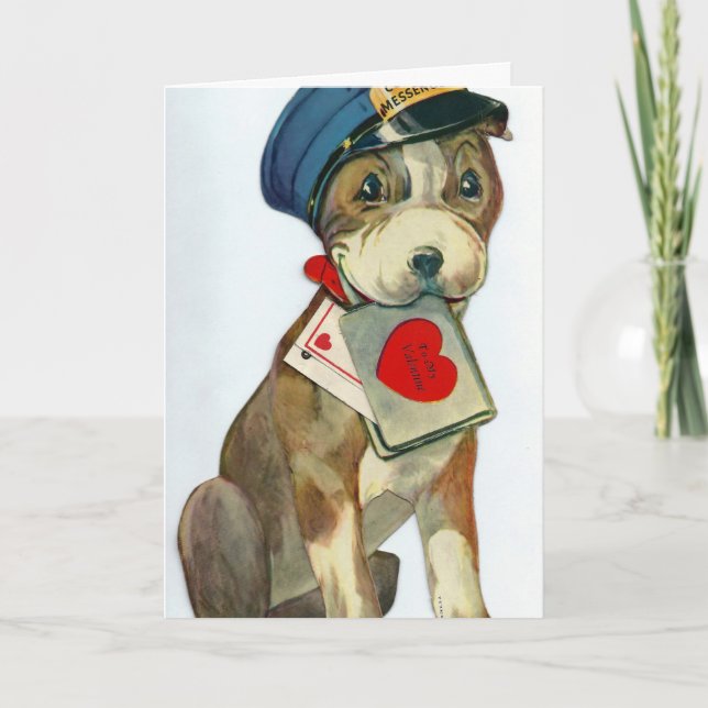 Vintage Valentine Dog Holiday Card (Front)