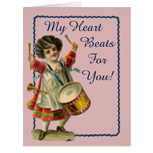 Vintage Valentine Drummer Girl (Front)