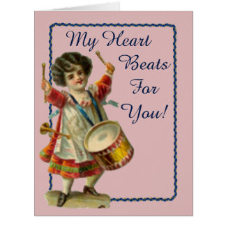 Vintage Valentine Drummer Girl Cards