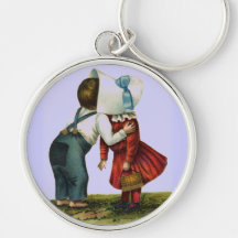 Vintage Valentine First Kiss Keychain