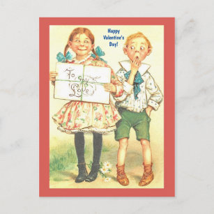 Vintage Valentine Funny Young Couple for Anyone Postcard