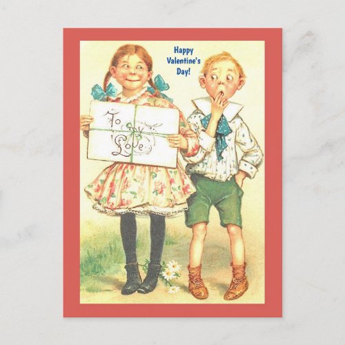 Vintage Valentine Funny Young Couple for Anyone Postcard