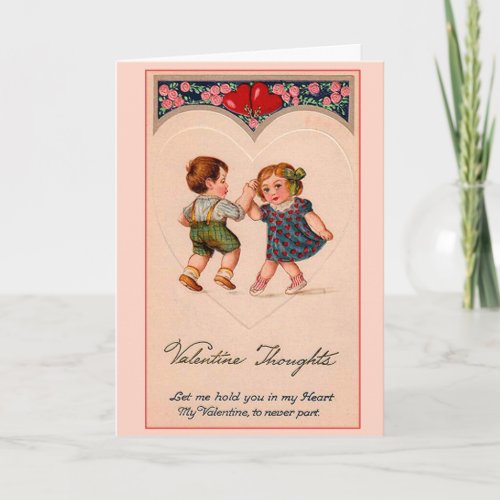 Vintage Valentine Girl And Boy Dancing Holiday Card