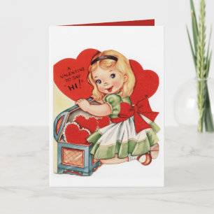 Vintage Valentine Girl Holiday Card