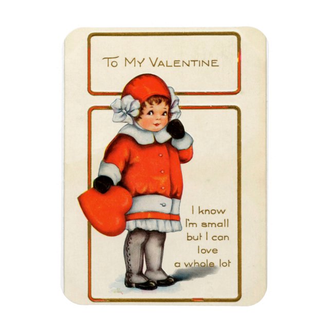 Vintage Valentine Girl Magnet (Vertical)