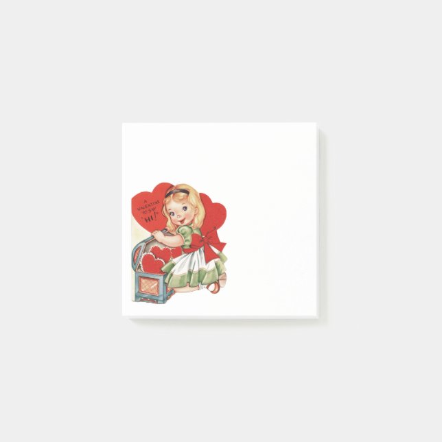 Vintage Valentine Girl Post-it Notes (Front)