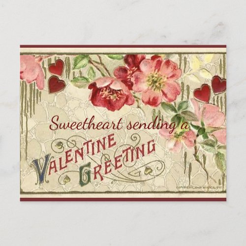 Vintage Valentine Greeting Holiday Postcard