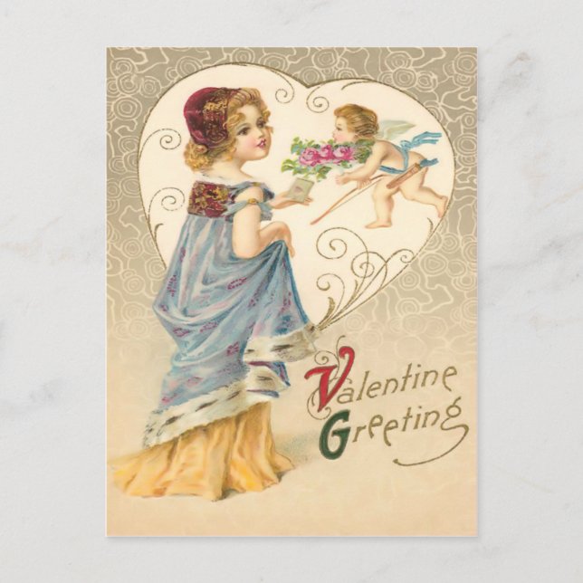 Vintage Valentine Greeting Postcard (Front)