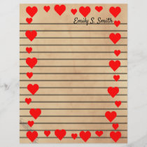 Personalized Lined Valentine Heart Scrapbook Paper