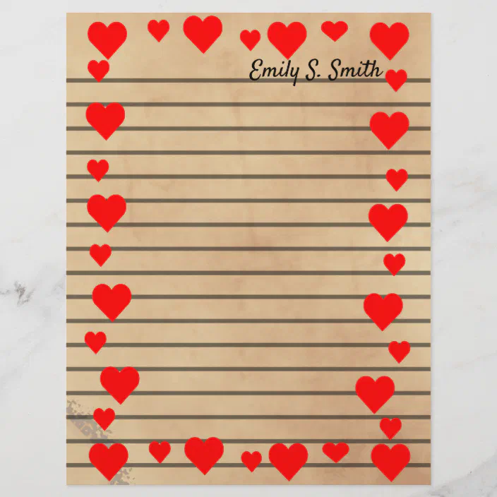 vintage valentine heart border lined writing paper zazzle com