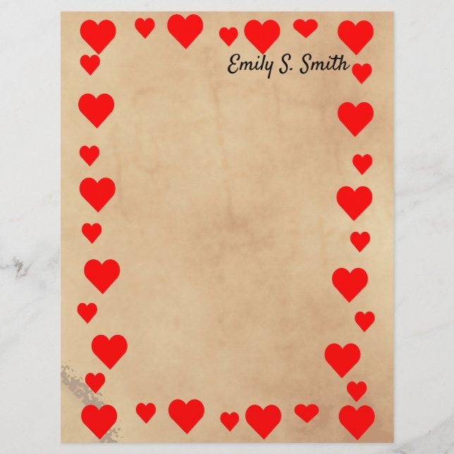 Vintage Valentine Heart Border Writing Paper (Front)