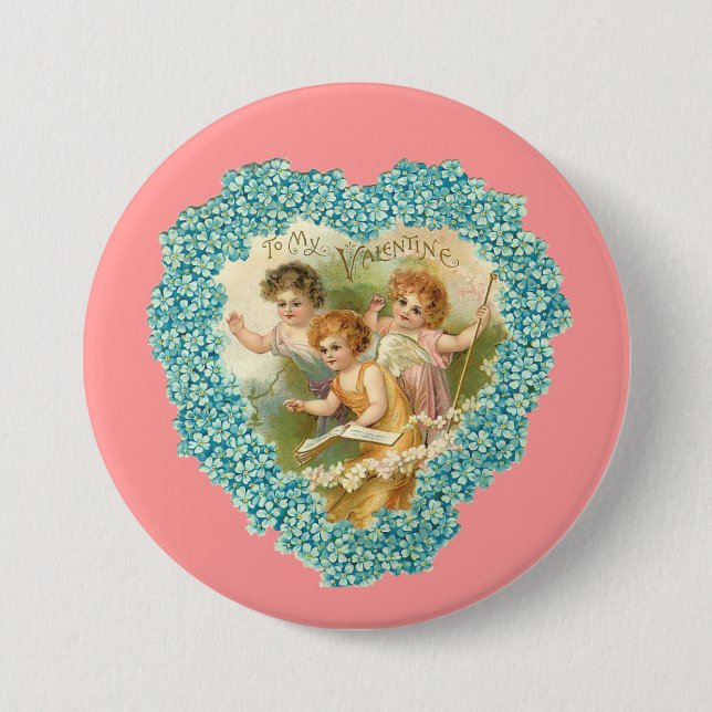 Vintage Valentine Heart Button (Front)