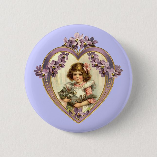 Vintage Valentine Heart Button (Front)