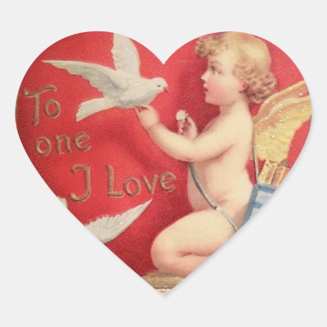 Vintage Valentine Heart Heart Sticker (Front)