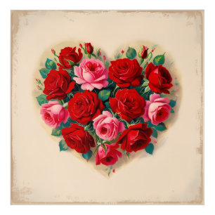 Vintage Valentine Heart of Roses Acrylic Print