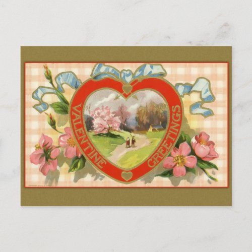 Vintage Valentine Heart Postcard