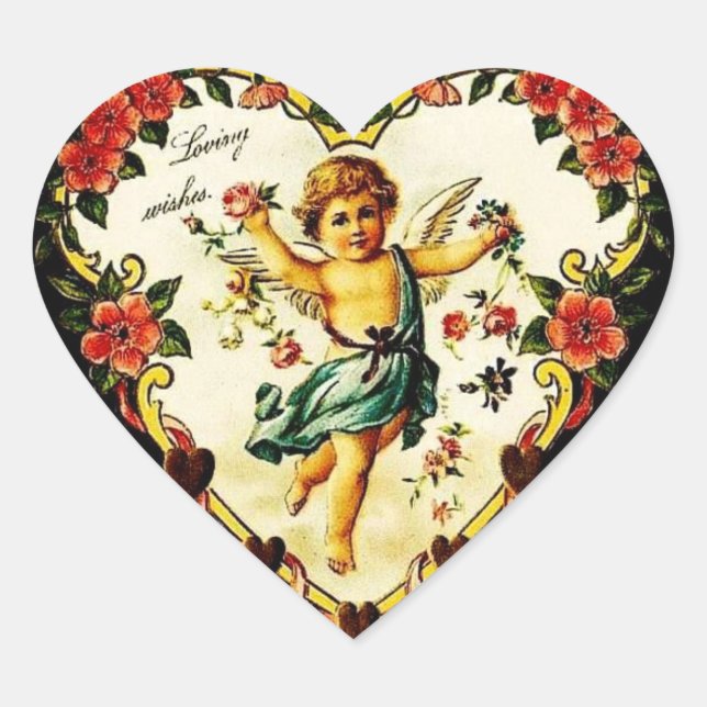 Vintage Valentine Heart Sticker (Front)