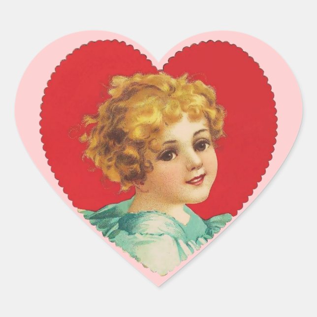 Vintage Valentine Heart Sticker (Front)