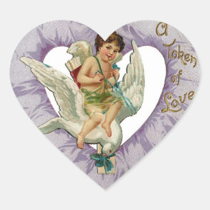 Vintage Valentine Heart Sticker