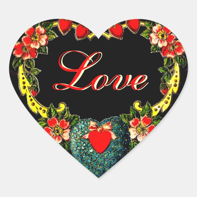 Vintage Valentine Heart Sticker (Front)