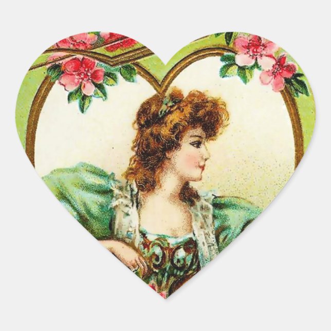 Vintage Valentine Heart Sticker (Front)