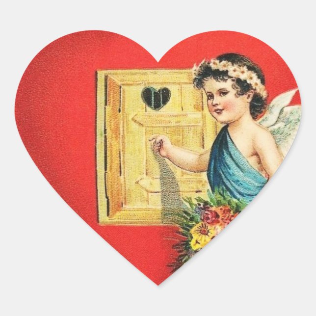 Vintage Valentine Heart Sticker (Front)