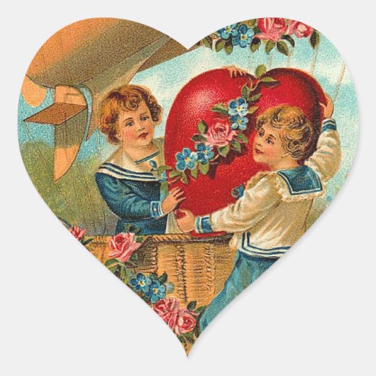 Vintage Valentine Heart Stickers | Zazzle.com