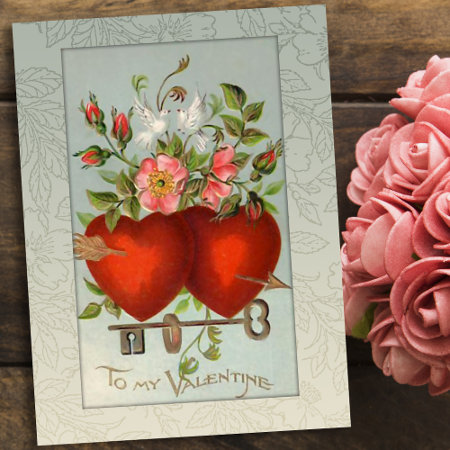 Vintage Valentine Hearts Holiday Postcard