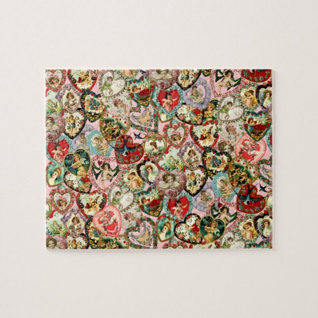 Vintage Valentine Hearts Jigsaw Puzzle (Horizontal)