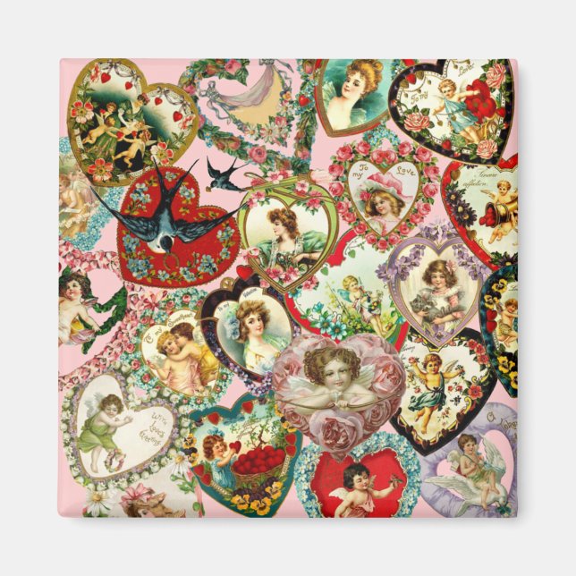 Vintage Valentine Hearts Magnet (Front)