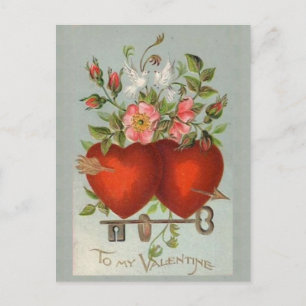 Vintage Valentine Hearts Postcard